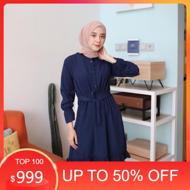 MURAH CLEO TUNIK MOSCREPE IMPORT TEMURAH KANCING DEPAN BUSUI BAWAH FULL REMPEL KELILING 100% ORIGINA