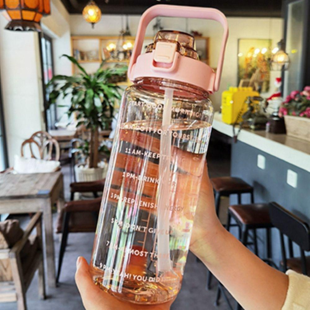 [Elegan] Botol Air Minum Portable Anti Bocor Simple Transparan Drinkware Sealing Lid Juice Milk Tea Cup Untuk Travel Cangkir Minum Sekolah