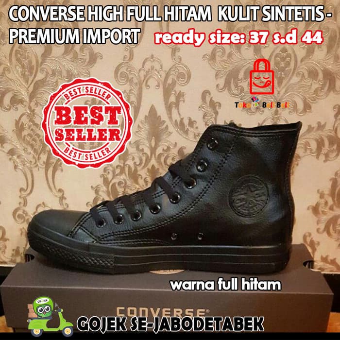 Unik Converse High Full Hitam kulit sintetis   Hitam  37 Murah