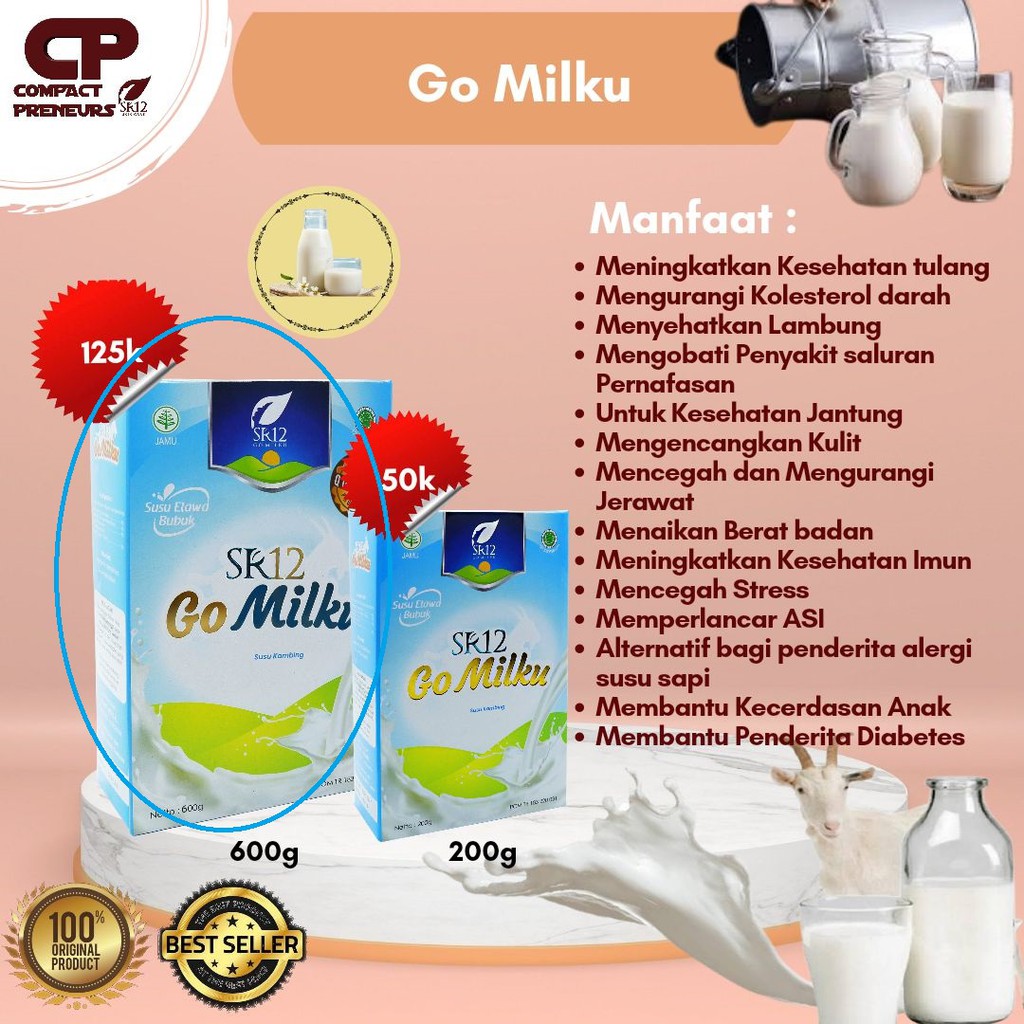 

Go Milku Sr12/Susu Bubuk Tanpa Gula/Susu Kambing Etawa