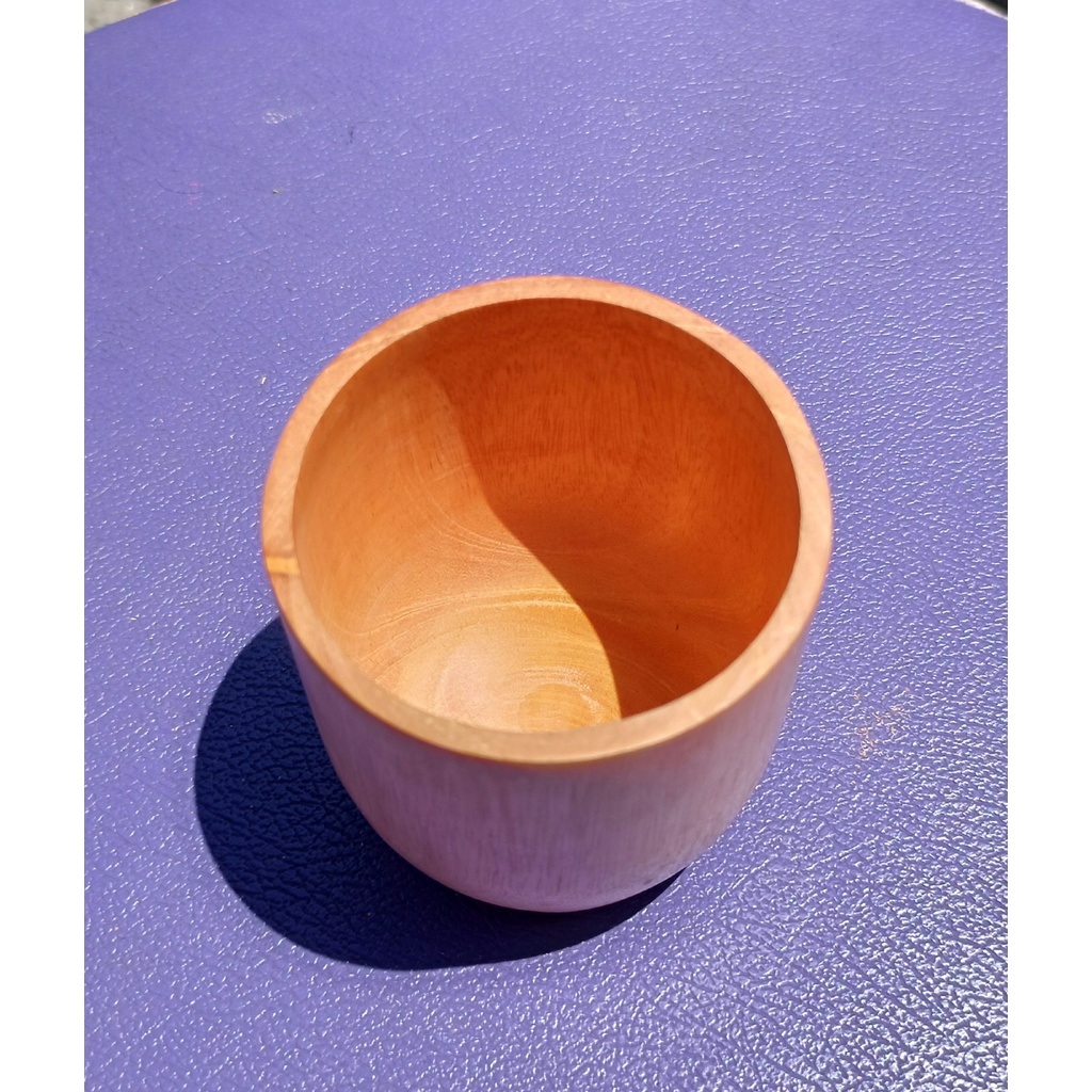 Gelas mug/gelas oval 8cm kayu mahoni