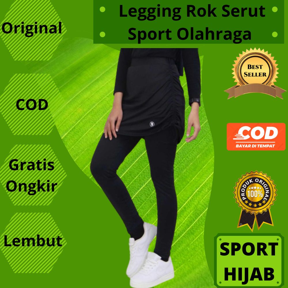 Legging Leging Lejing Rok Serut Bawahan Sport Sports Sporty Olahraga Wanita Cewek Muslim Muslimah Ke