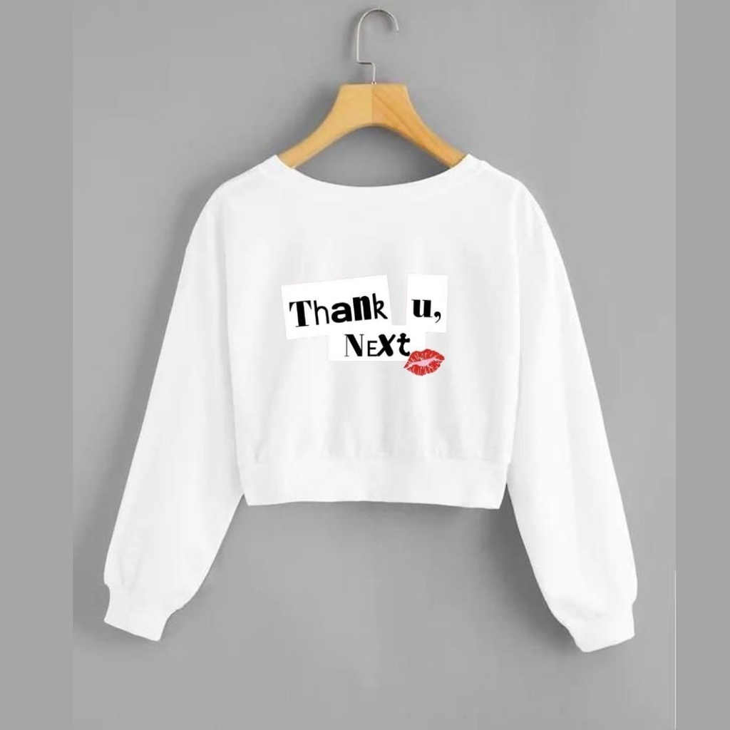 Clothing May - Sweater Crop Thank U Next Sweater Distro Croptop Atasan Krop Top Wanita Cewek Viral