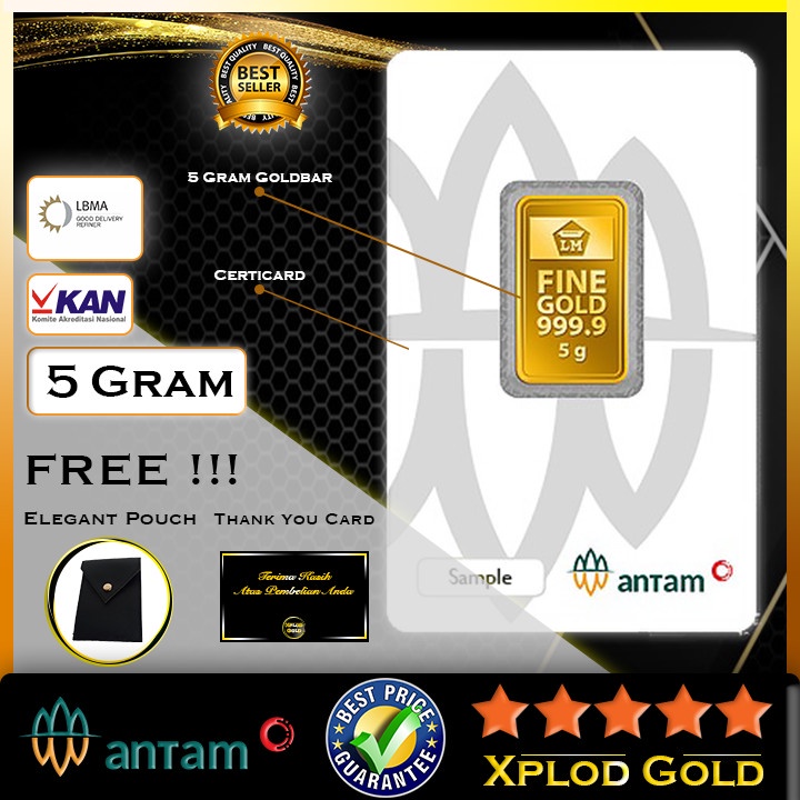 Emas Antam 5 Gram Bersertifikat Certieye Logam Mulia Antam Kemasan Certicard Press 2022 5gram | LM A