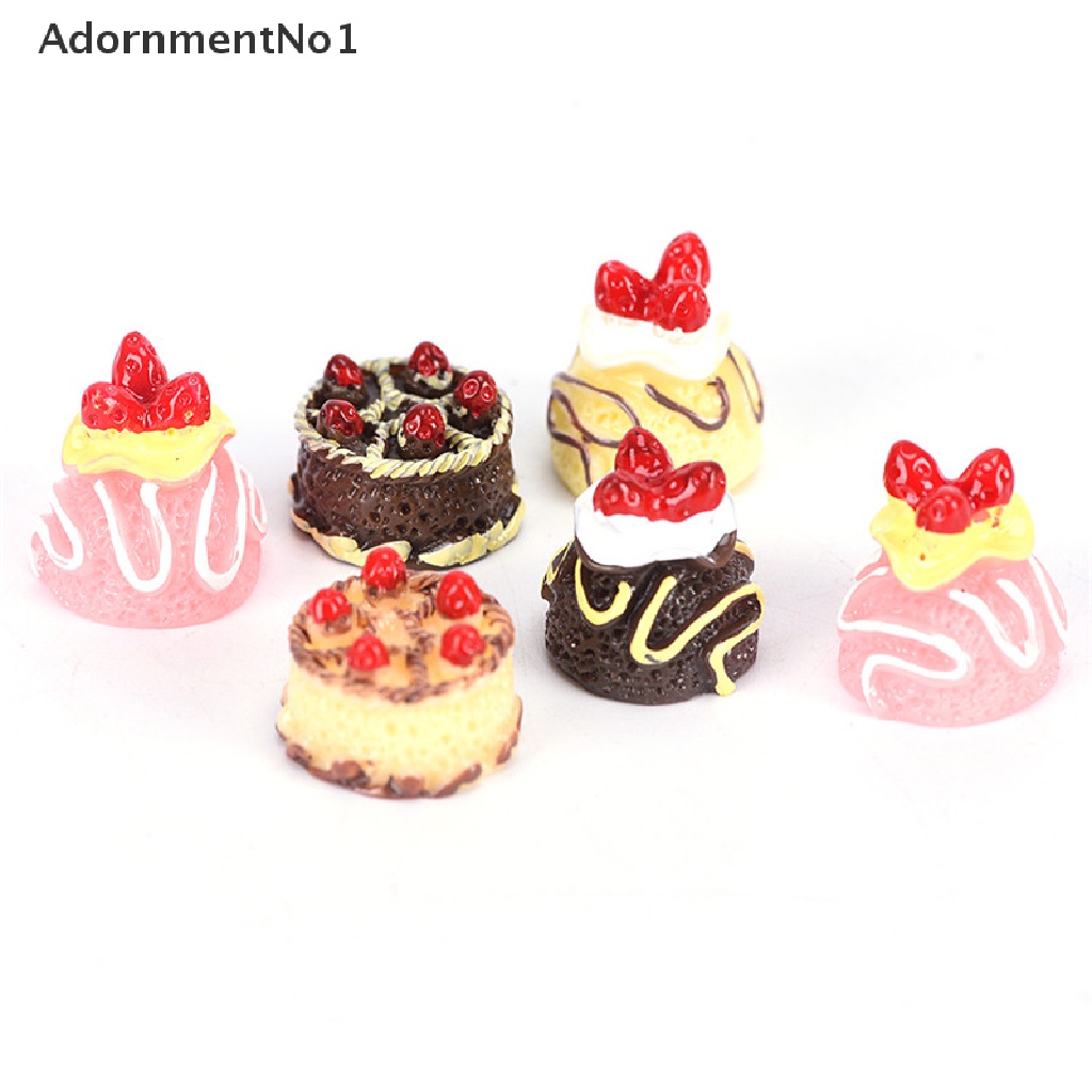 (AdornmentNo1) 5pcs / Set Miniatur Kue Krim Imitasi Bahan Resin Untuk Dekorasi / Hadiah / Craft DIY