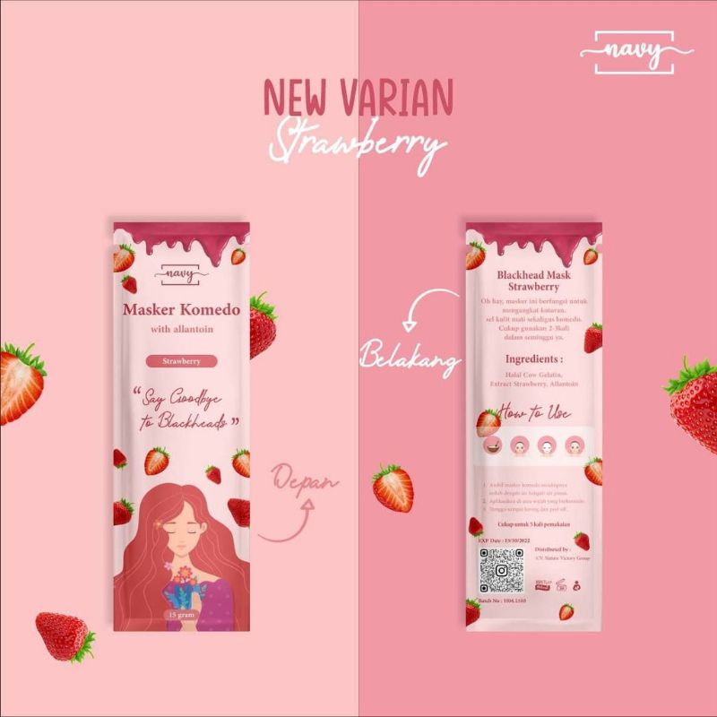 (STRAWBERRY) Masker Komedo Galetin By Navy Masker Komedo Navy 15gr