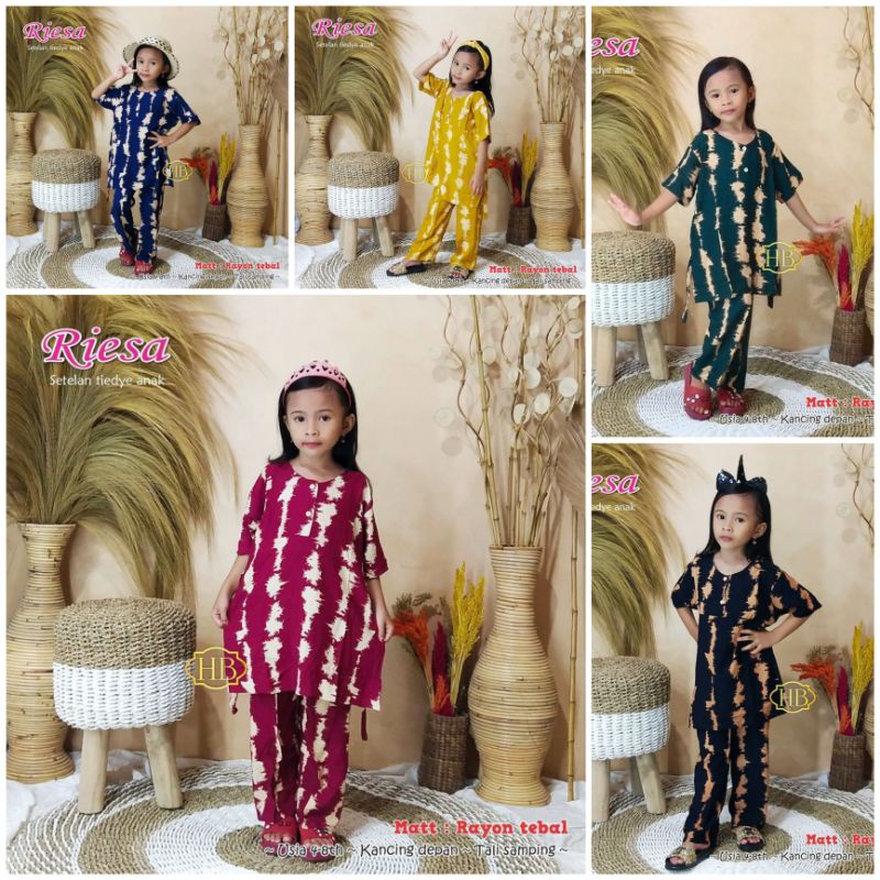 Grosir Setelan Baju Anak Perempuan|| One Set Tiedye Anak || Setelan Rayon Anak || Piyama