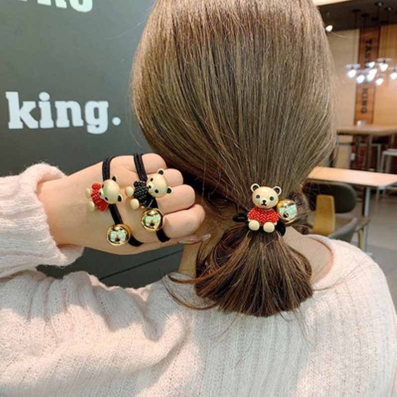 MURMURE.ID | IKAT RAMBUT ELEGAN KARET RAMBUT KUNCIRAN / KARET RAMBUT ALA KOREA MOTIF TEDDY BEAR HA162-6