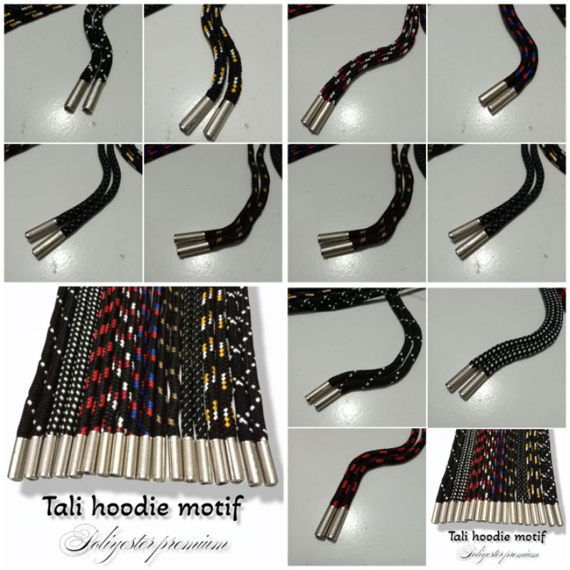 Tali hoodie motif ujung aglet besi