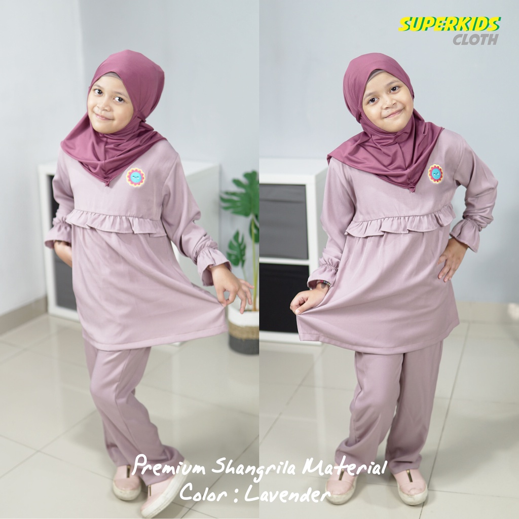 Setelan Baju Muslim Anak Perempuan Tunik Set Gamis Anak Perempuan Dress Anak SuperkidsCloth Lavender Matahari 1 - 10 Than