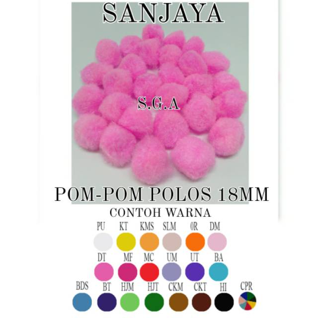 POM POM BOLA / POM POM BULU / POM POM WARNA WARNI / POM POM AKSESORIS / POM-POM POLOS 18MM