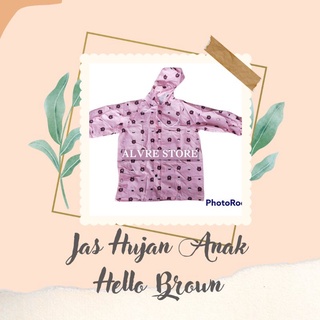 Jas Hujan Anak Motif Line Brown Import 85001  - Mantel Mantol Anak Umur 2-4Thn