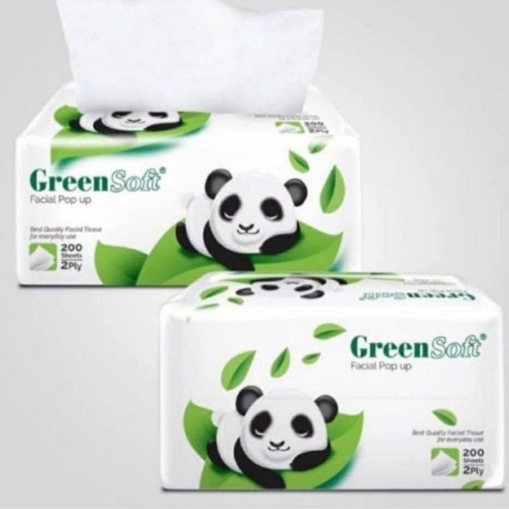 Tisu GreenSoft Panda 200 pcs Facial Tissue