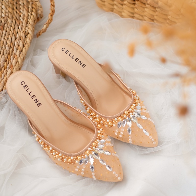 CELLENE Primrose Beads Heels (3warna) / wedding shoes 7cm payet