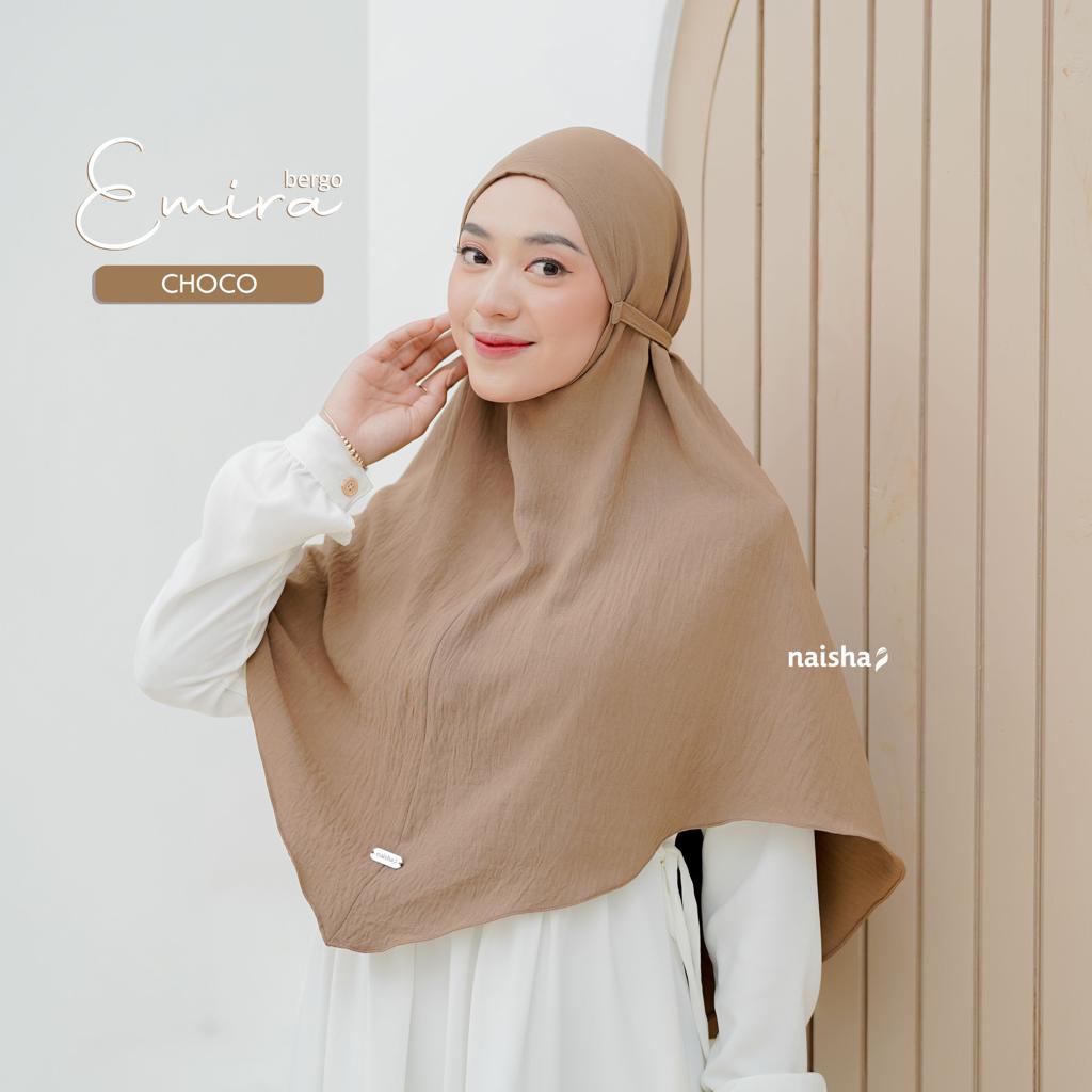 Naisha Official Emira Bergo Crinkle Airflow Jilbab Daily Kasual Muslimah Syari-Choco