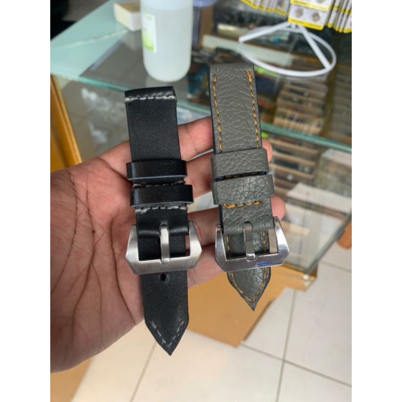 Strap Tali Jam Tangan Kulit Sapi Asli hitam dan Abu abu