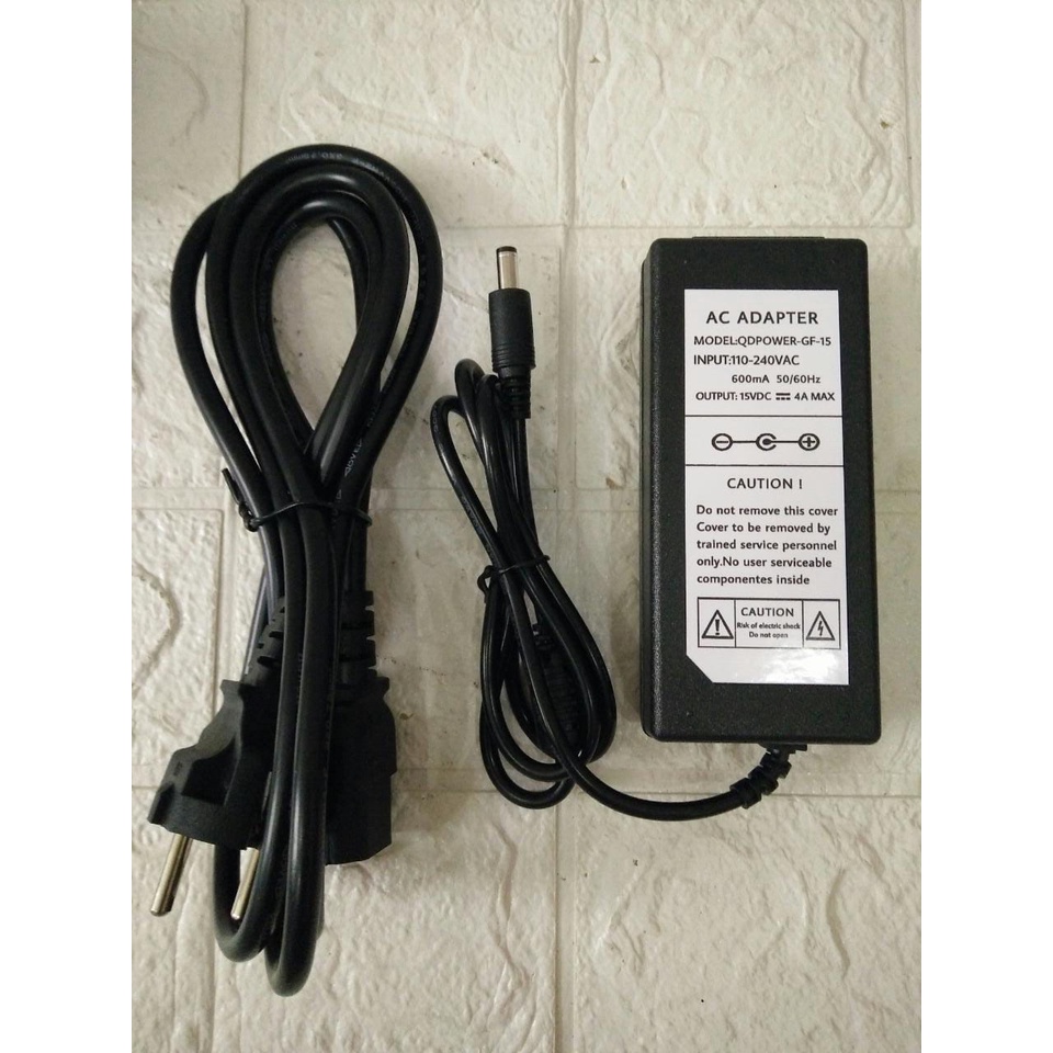 Adaptor 15V 4A model:QDPOWER-GF-15 Jek DC 5.5mm X 2.1mm - 2.5mm