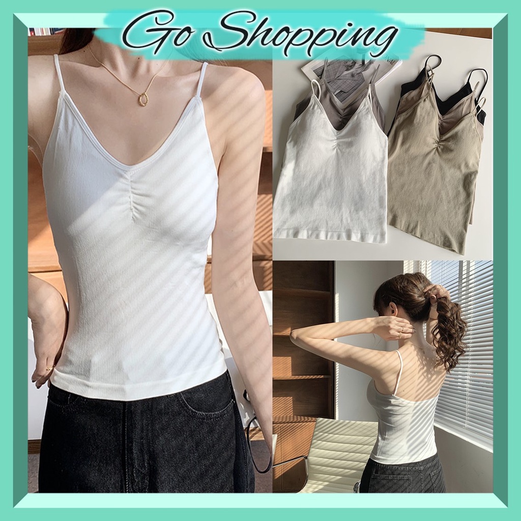 GO!BR628 Bra Tanktop Wanita Model Serut With Cup Tank Top Korean Import