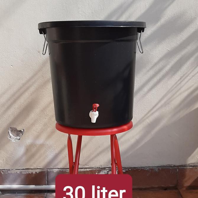 READY  COD EMBER PLASTIK KRAN CUCI TANGAN | 6 GALON| 40 LITER| 70 LITER|GOJEK - Hitam, 30 liter