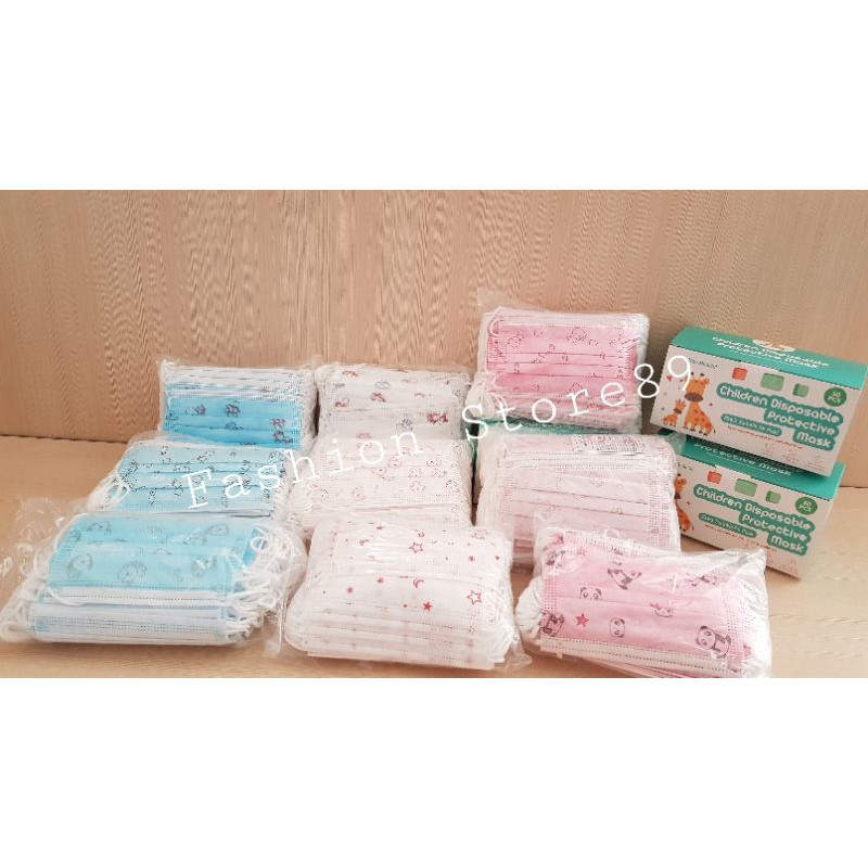 Ready siap kirim masker anak 3ply karakter 1box isi 50pcs