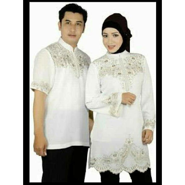 cn 132 8 COUPLE BORDIR  WHITE cp pasangan kembaran samaan