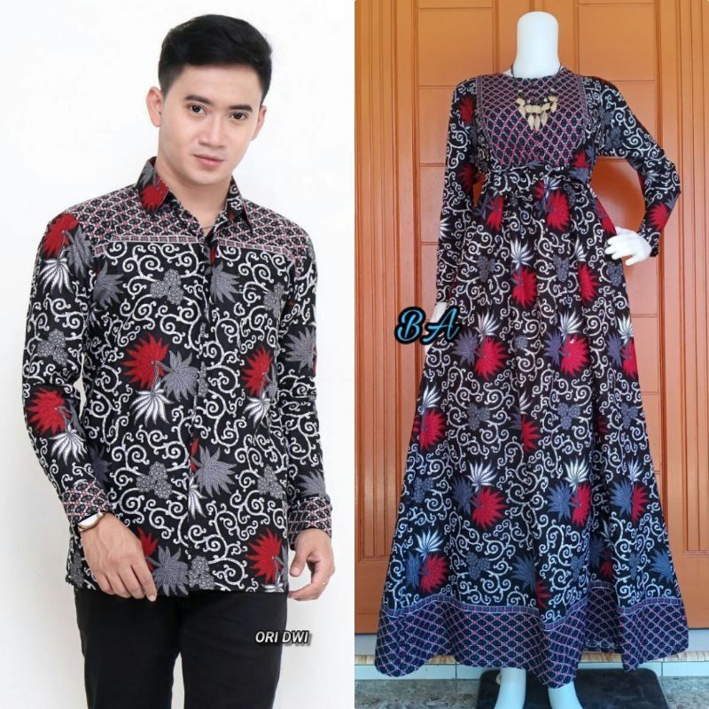 Maura Couple (COD) - Sania Ruffle Batik Couple ori Ndoro jowi DNT Garansi Termurah Shopee-Kembang langit