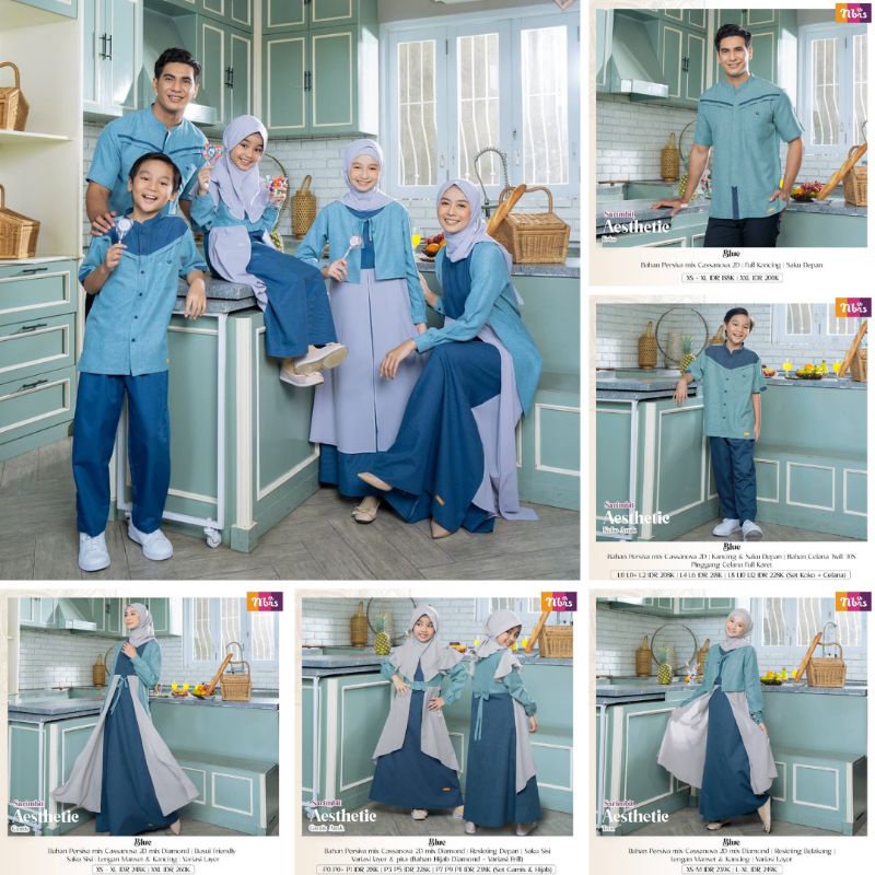 Nibras sarimbit keluarga Aesthetic Blue