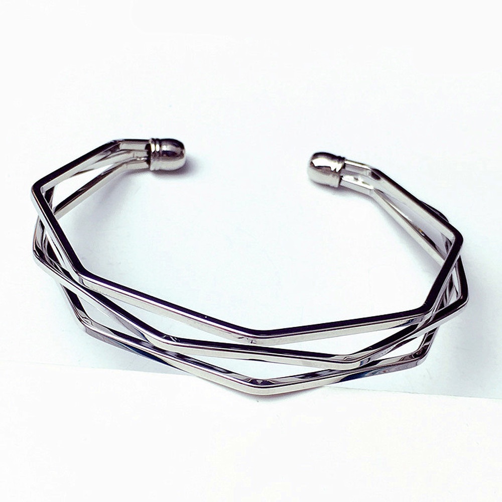 Three-line Bracelet Fashion Popular Simple Three-dimensional Water Chestnut Irregular Bracelet Wild Geometric