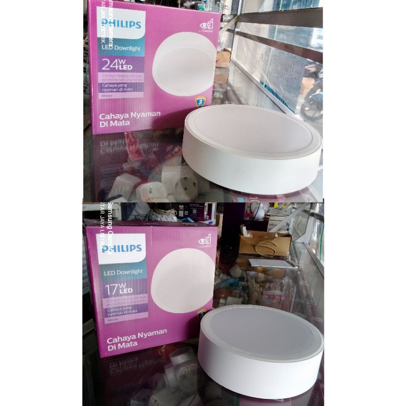 Downlight Philips Meson OB (Outbow) 24 Watt &amp; 17 Watt Putih (6500K) Pemasangan Menempel