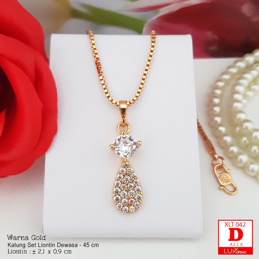 XLT 042 Kalung Set Liontin Dewasa Mata Zirkon Diamon  Perhiasan Xuping Anti Karat dan Awet Kalung Yaxiya Luxx Xuping