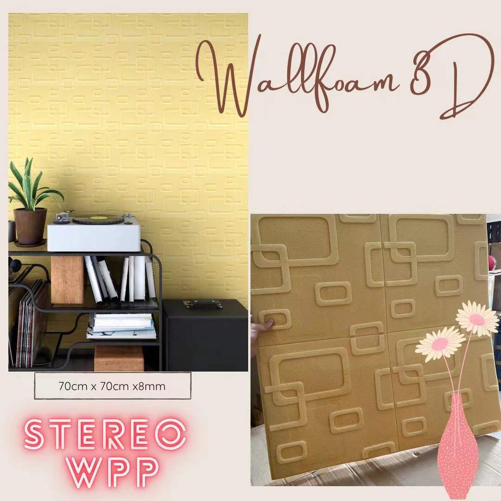wallfoam3D /wallpaper dinding foam 70x70x8mm //warna gold