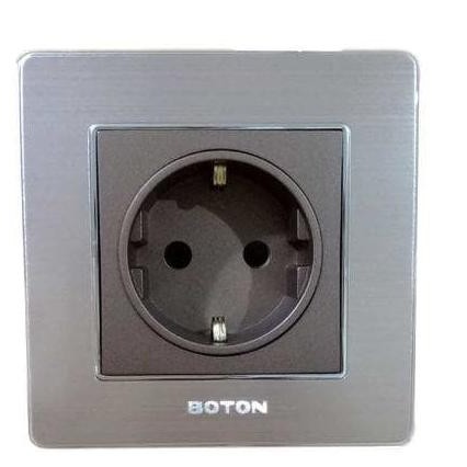 BOTON Stop Kontak K2-009 16 Euro Socket - Warna Coklat Lis SIlver