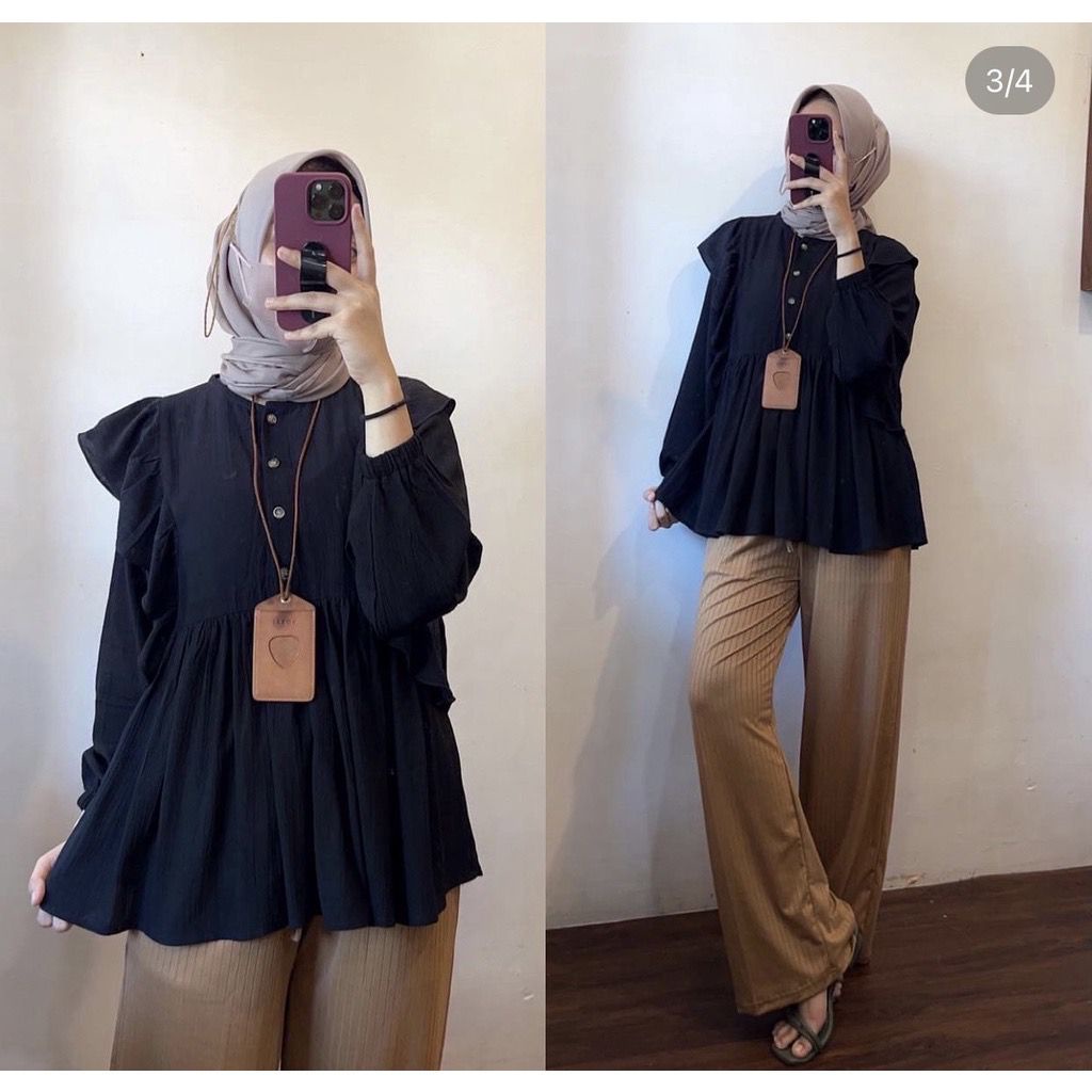 1KG MUAT 5PCS | KARIN TOP RUFFLE BLOUSE REMPEL AIRFLOW CRINKLE HITS OOTD SELEBGRAM FASHION GROSIR WANITA