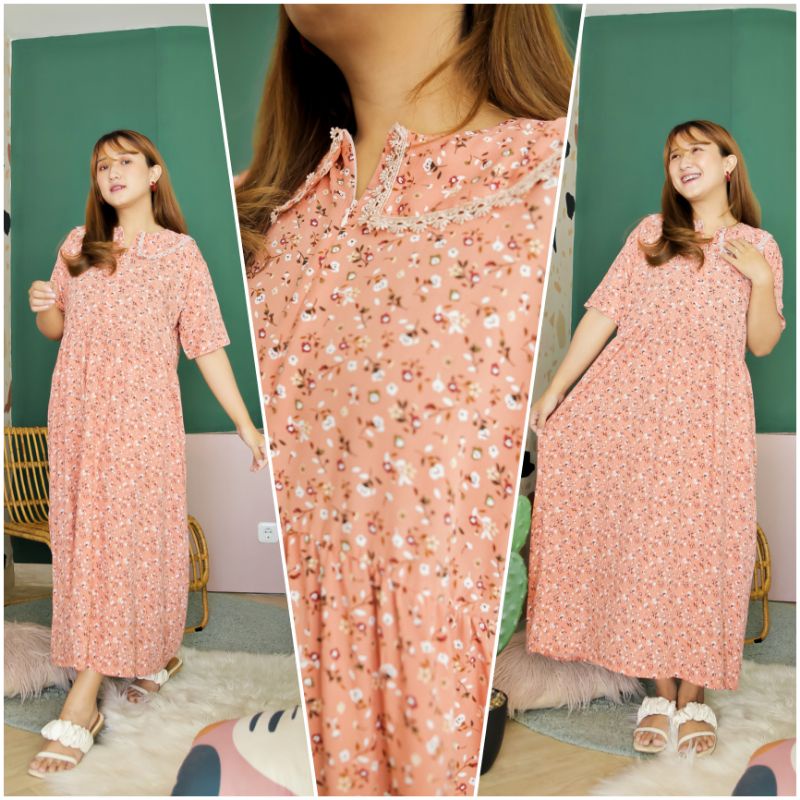 Daster ANDIN/Daster KOREA/Daster kerah renda/Dress korea/homedress korea/daster busui/daster rayon-Prilly