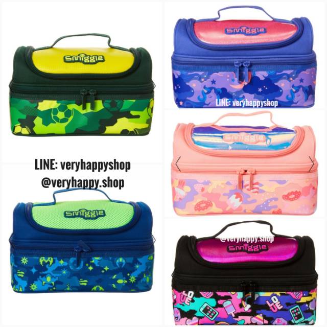 Smiggle Seek Double Decker Lunchbox lunchbag tas bekal unicorn bola ball