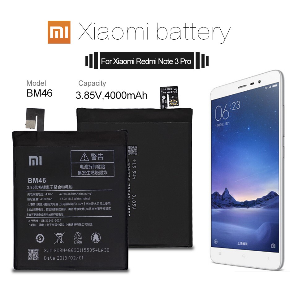 Battery Xiaomi BM46 Baterai Batre Xiaomi Redmi Note 3 Redmi Note 3 Pro BM46 Original 99,9%