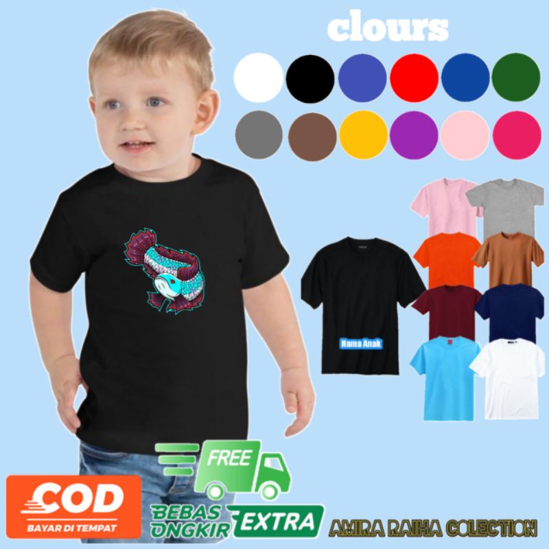 IKAN CHANNA baju anak kaos anak ikan channa hias/kaos channa ikan hias bebas pilih gambar