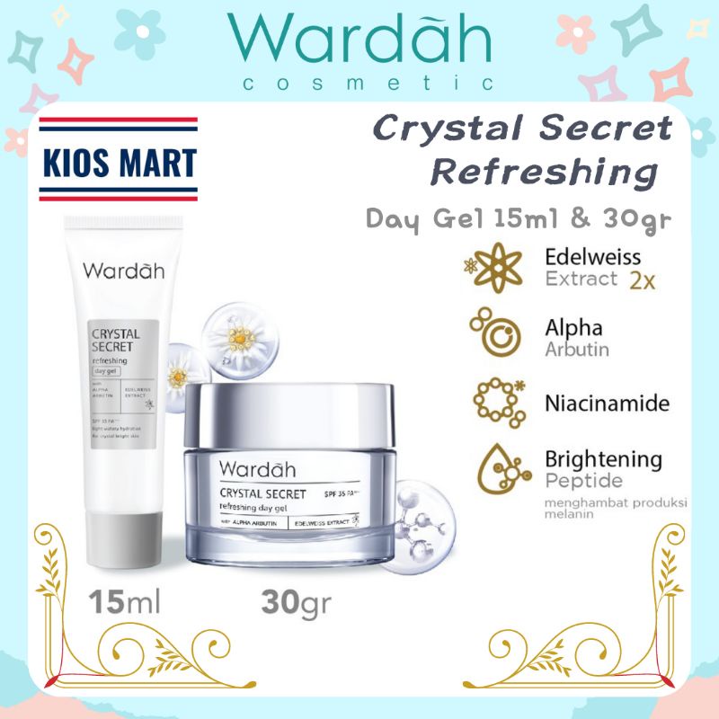 Wardah Crystal Secret Refreshing Day Gel 15ml | Pelembab Wajah