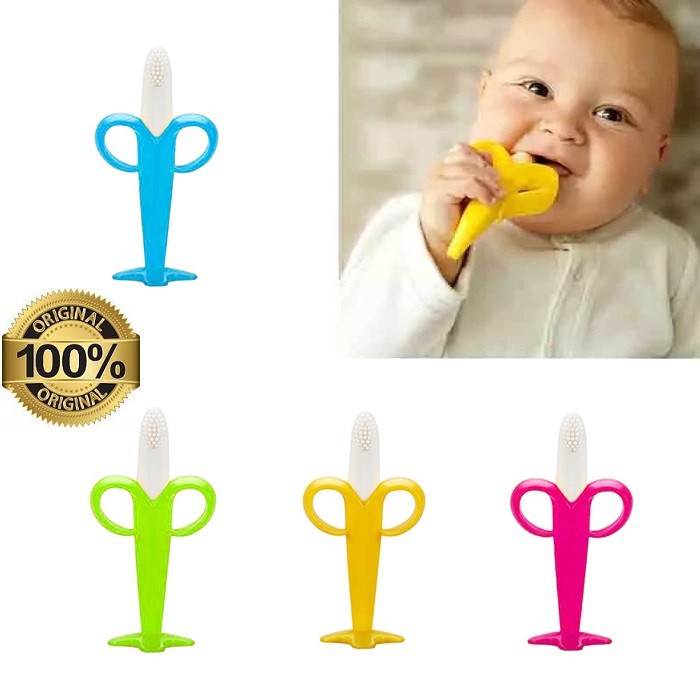 JBI-0026 Mainan Gigitan Bayi Pisang - Teether Baby Model Banana - Sikat Gigi Baby Banana