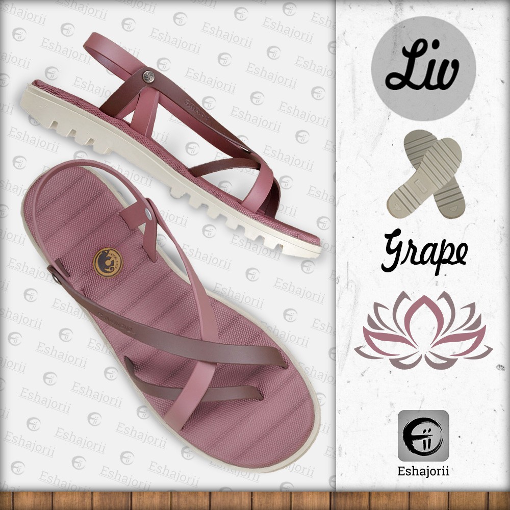 CAMOU - Liviana Grape - Sandal Tali Wanita Kasual Warna Ungu Maroon