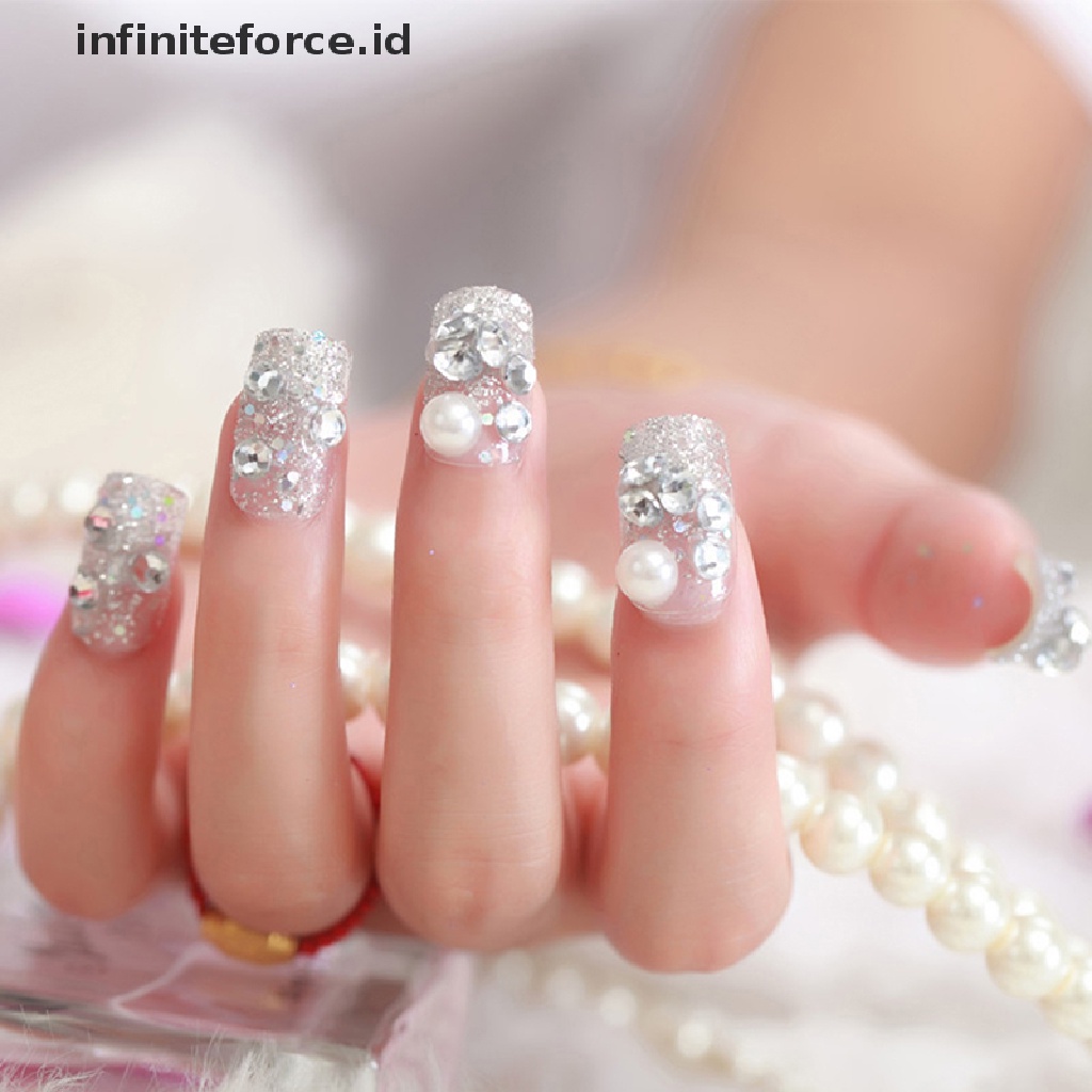 Infiniteforce.id 24pcs / Set Kuku Palsu Full Cover Bahan Akrilik Untuk Nail Art