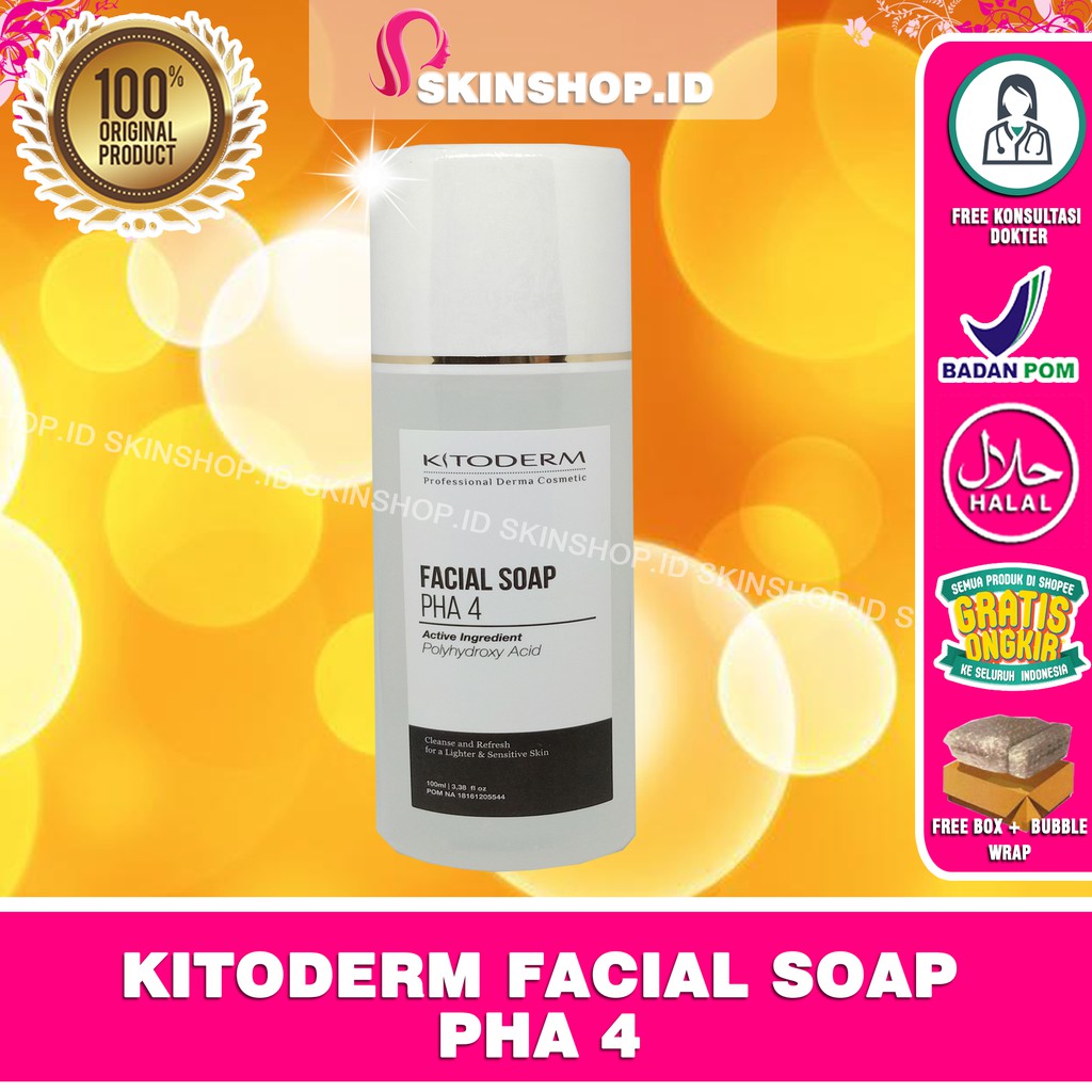 Kitoderm Facial Soap PHA 4 100ml Original / Sabun Wajah Mencerahkan untuk Kulit Sensitif BPOM Aman