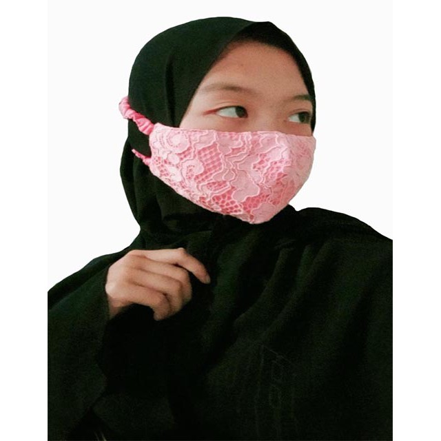 masker brukat elizhabet tali serut puring ruberto