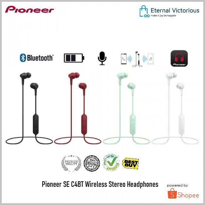 Pioneer SE C4BT Wireless Bluetooth Headset Sport Earphone Original - Garansi Resmi