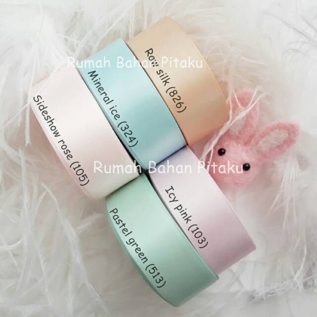 

(PSI-60) PITA SATIN IMPORT DOUBLE SIDE UKURAN 1" (= 2,5CM), HARGA per-Rol | Pita Kado / Pita Dekorasi / Pita Souvenir