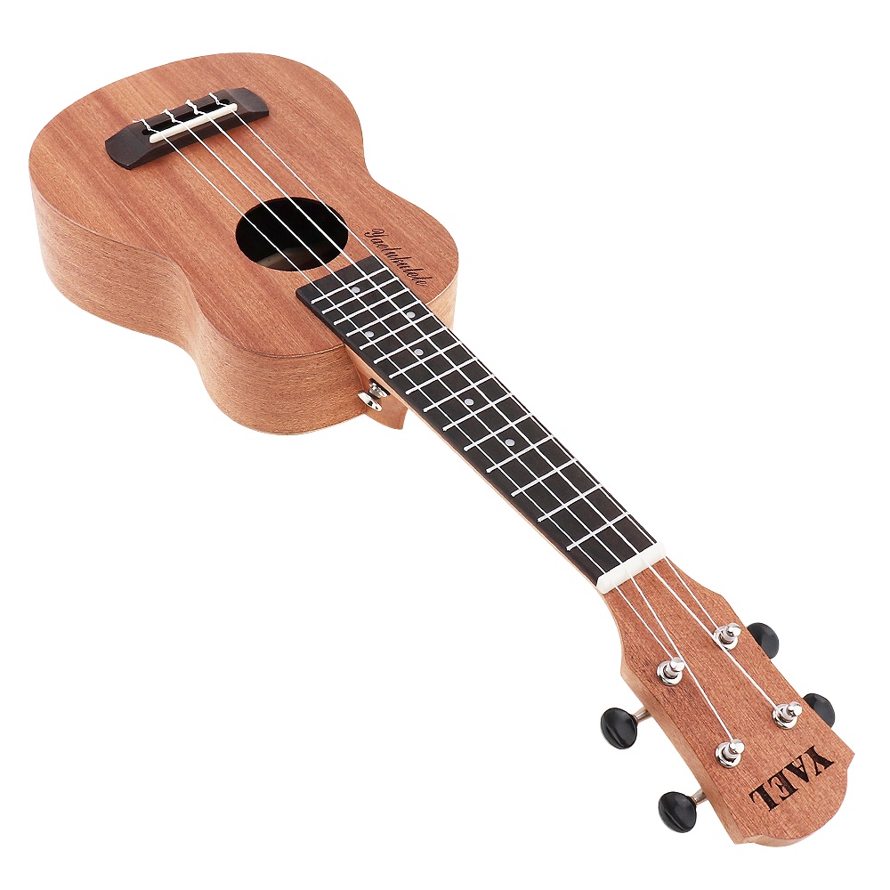 Gitar Hawaii Ukulele Soprano 21 Inci Bahan Kayu Sapele Dengan 15 Fret Empat Senar