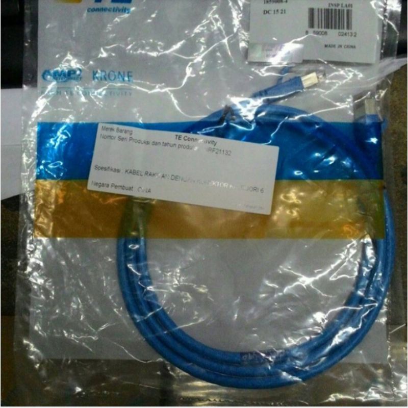 AMP Patch cord Cat. 6 BLUE/ RED 4 Feet / 1 Meter ORIGINAL 100 % patch cord Kecepatan Transfer 1 Gbps