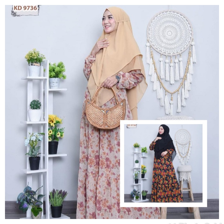 GAMIS SYAR'I AKILLA MOTIF BUNGA+ HIJAB