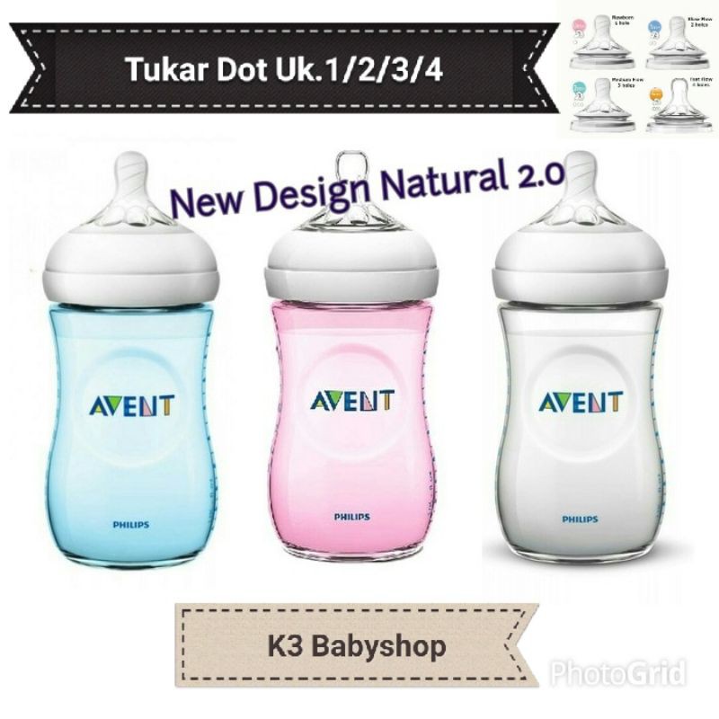 Upgrade Nipple size 1 3 4 Avent Natural 260ml 260 tukar dot bayi sesuai usia ganti teat botol anak