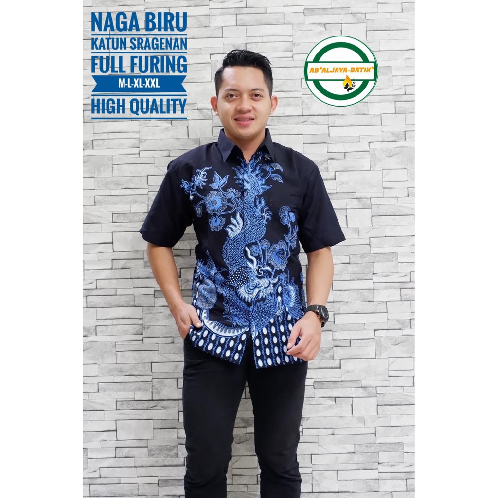 NAGA BIRU / BATIK PRIA LENGAN PENDEK / by ALJAYA BATIK / 10.3